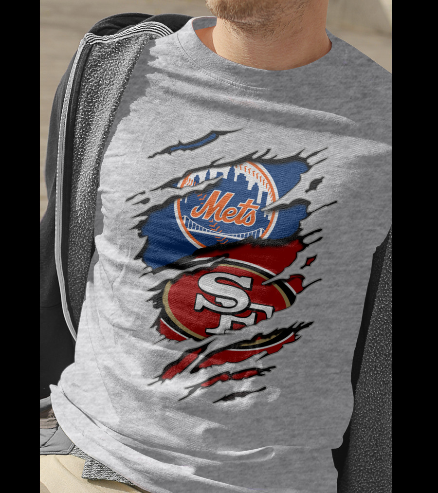 49ers Sf Mets City Skyline Football Baseball Crossover T-Shirt