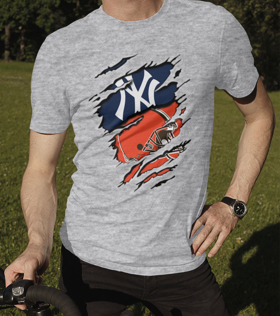 Yankees Browns Football Helmet Fusion T-Shirt