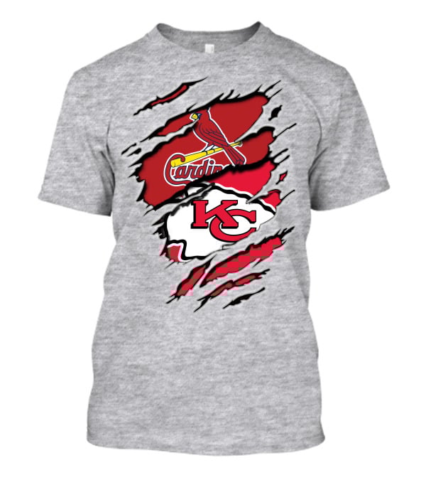 Kansas City Chiefs Arizona Cardinals Logos Torn Layers T-Shirt