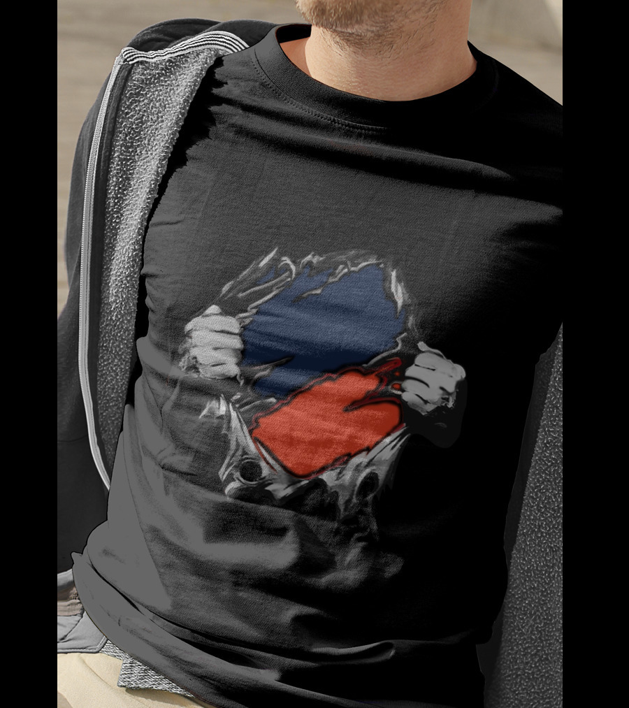 Bro Yan Blue Orange Ripped T-Shirt