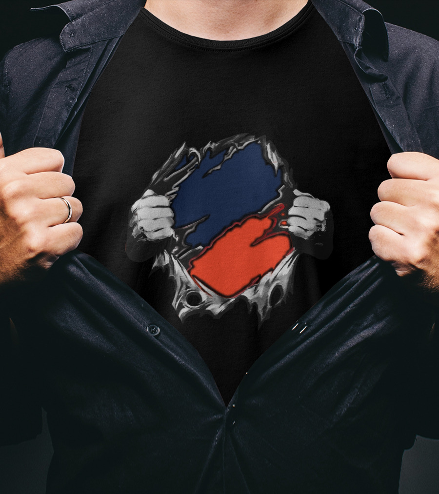 Bro Yan Blue Orange Ripped T-Shirt