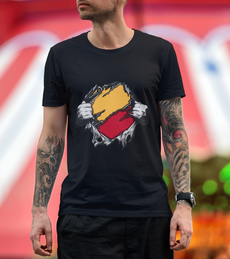 As Bold Tearaway Design In Red And Gold T-Shirt