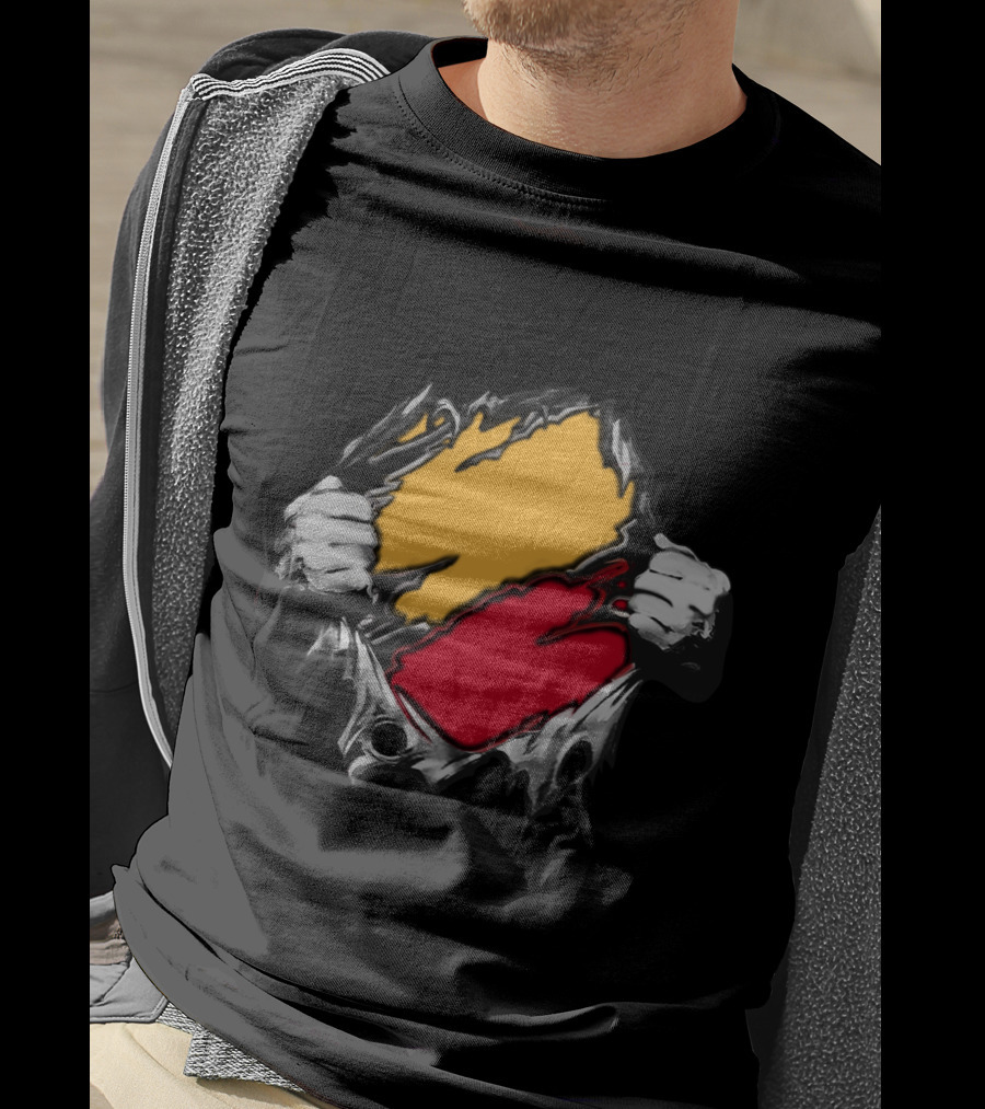 As Bold Tearaway Design In Red And Gold T-Shirt