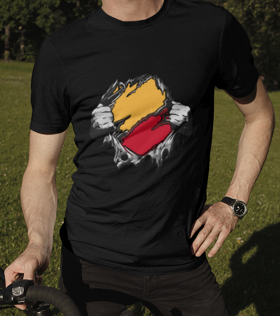 As Bold Tearaway Design In Red And Gold T-Shirt