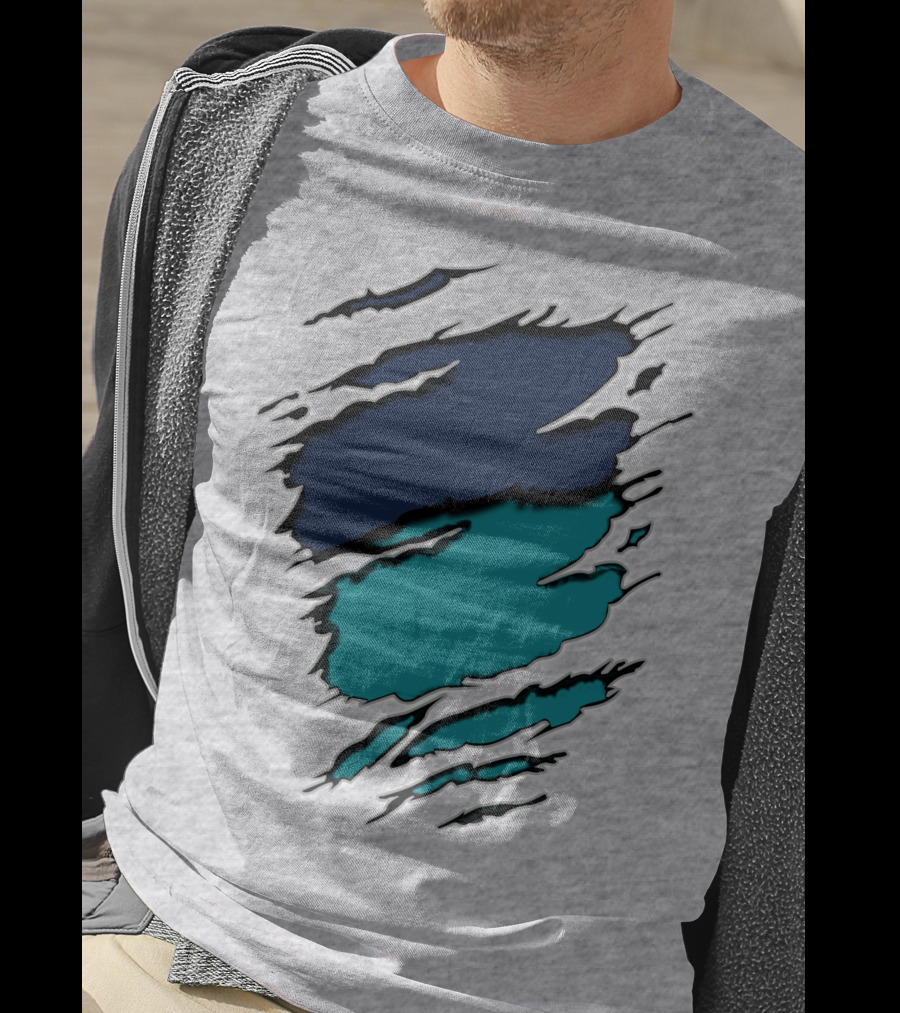 7Do Ya Ripped Claw Marks Midnight Teal T-Shirt