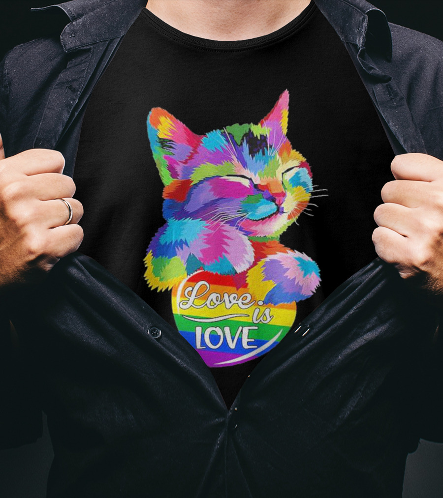 Love Is Love Rainbow Cat T-Shirt