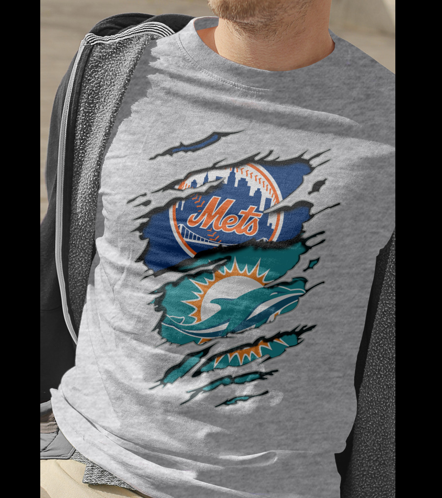 Mets Dolphins Crossover Sports Fan T-Shirt