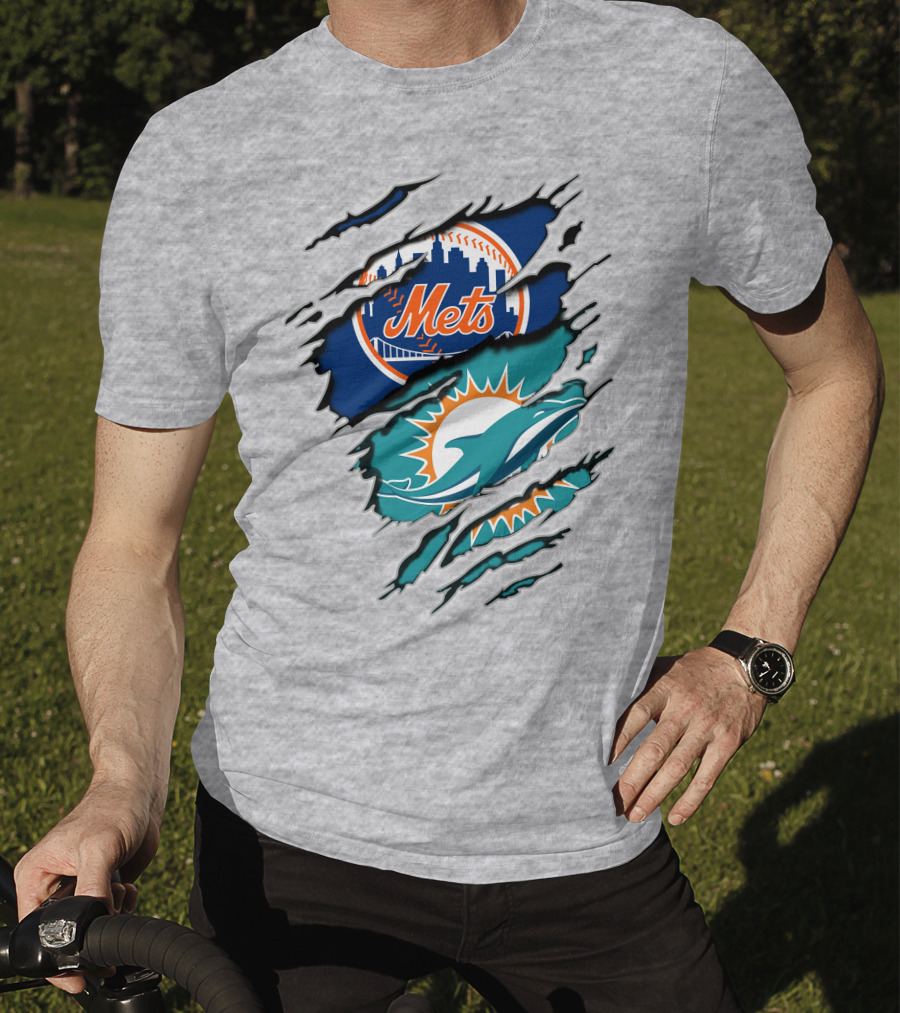 Mets Dolphins Crossover Sports Fan T-Shirt