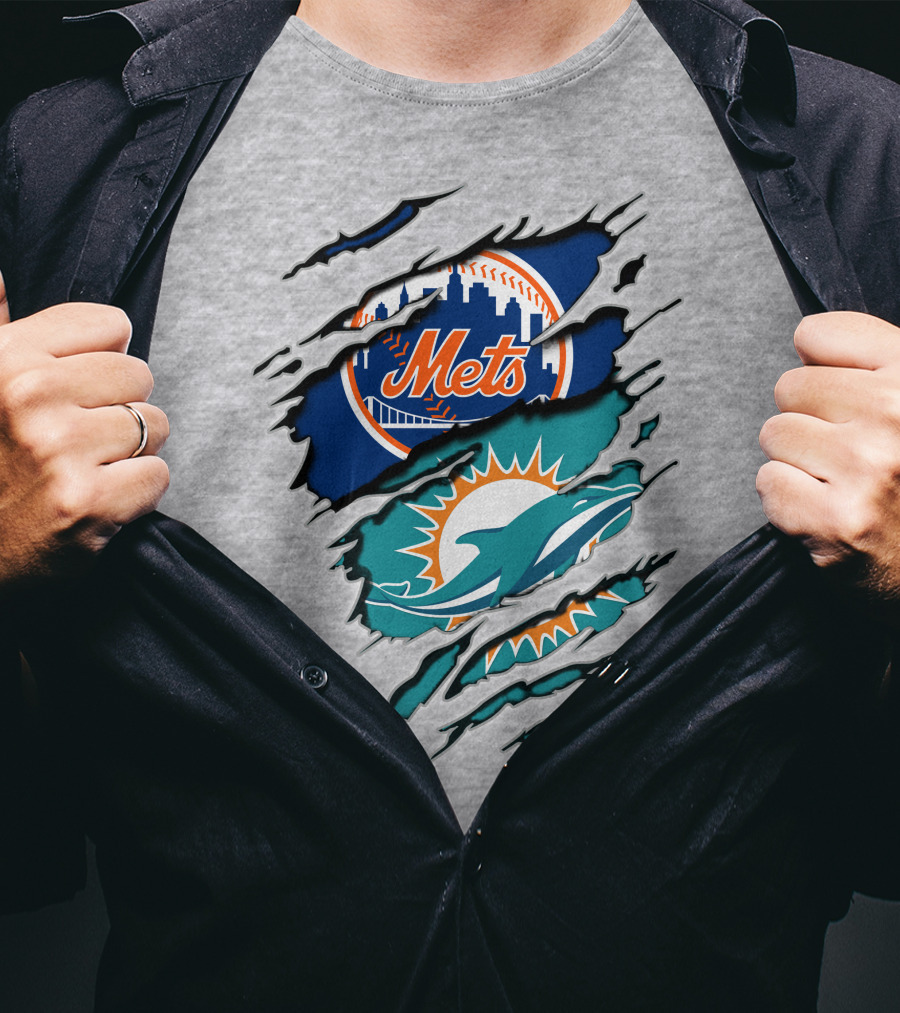 Mets Dolphins Crossover Sports Fan T-Shirt