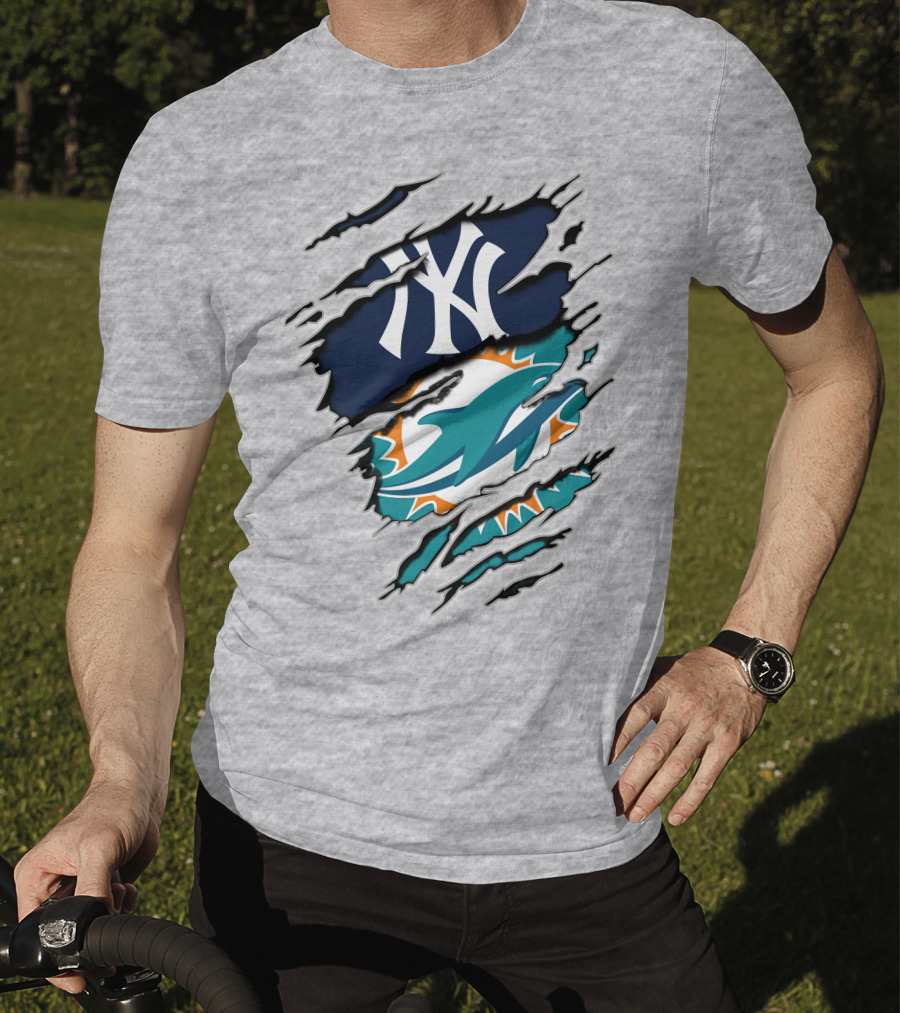 New York Yankees Miami Dolphins Crossover T-Shirt