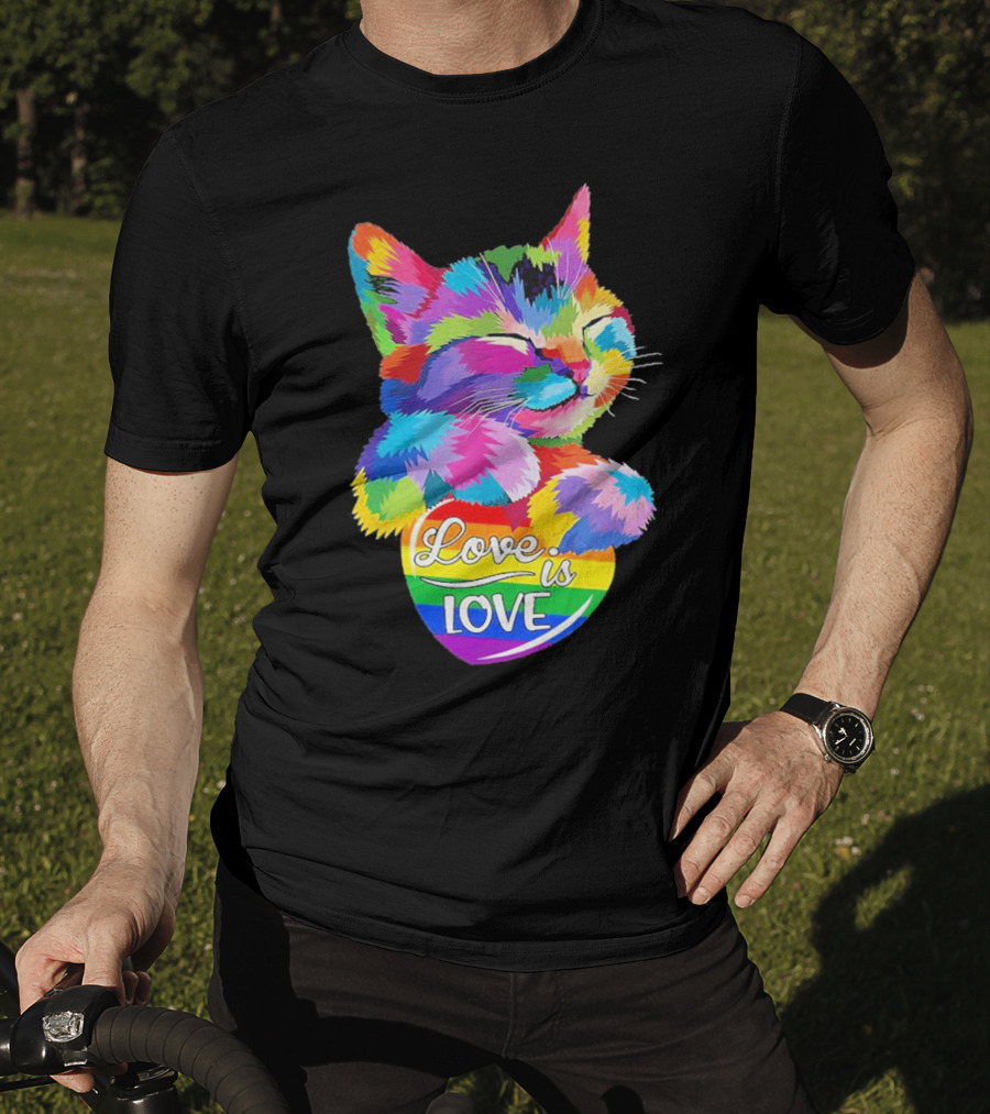 Catlove Colorful Rainbow Cat Love Is Love T-Shirt