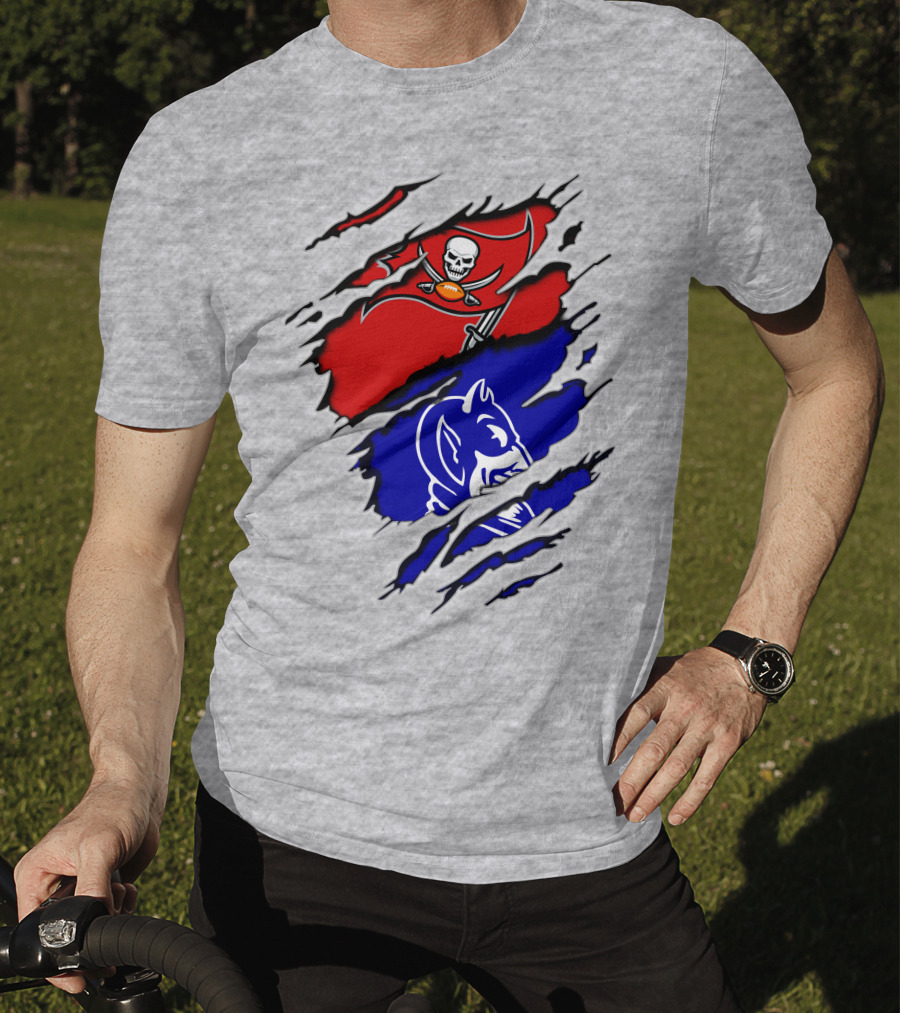 Buccaneers Duke Pirate Flag And Blue Devil Fusion T-Shirt