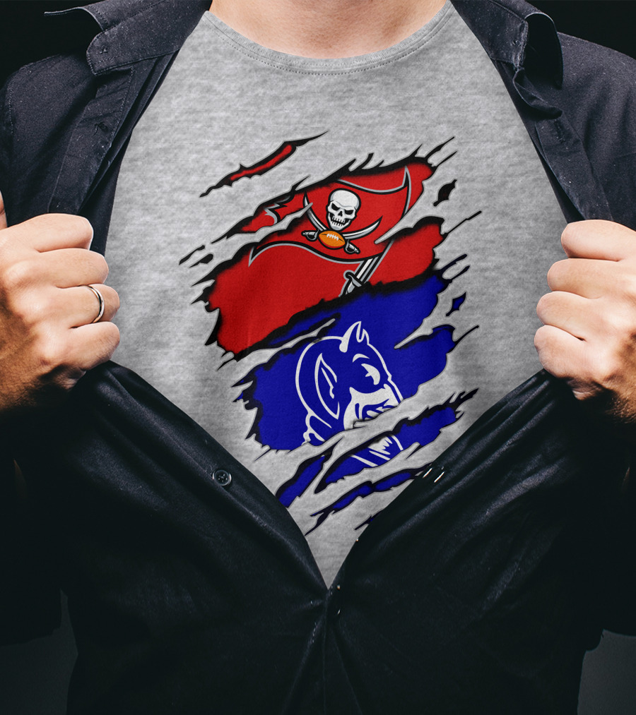Buccaneers Duke Pirate Flag And Blue Devil Fusion T-Shirt