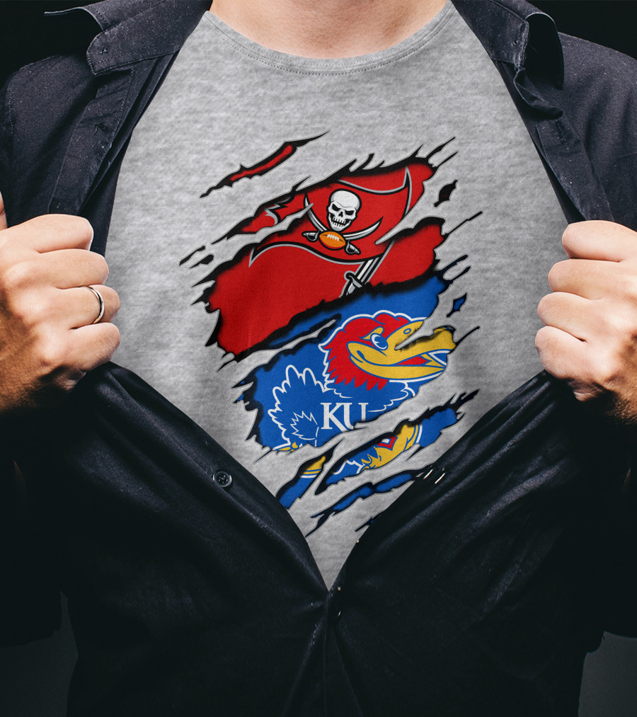 Buccaneers Jayhawks KU Rip Torn Gray T-Shirt