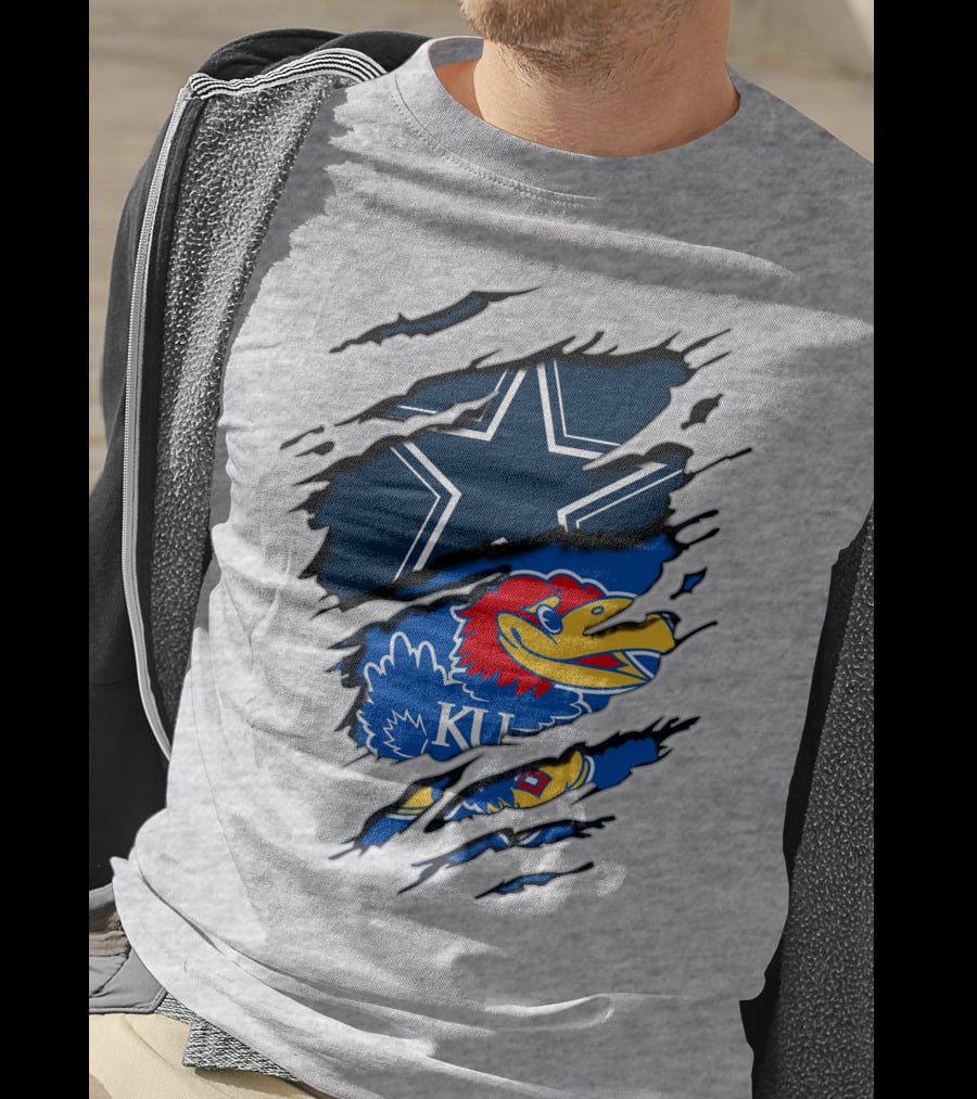 Kansas Cowboys Jayhawks KU Star Blue Red T-Shirt