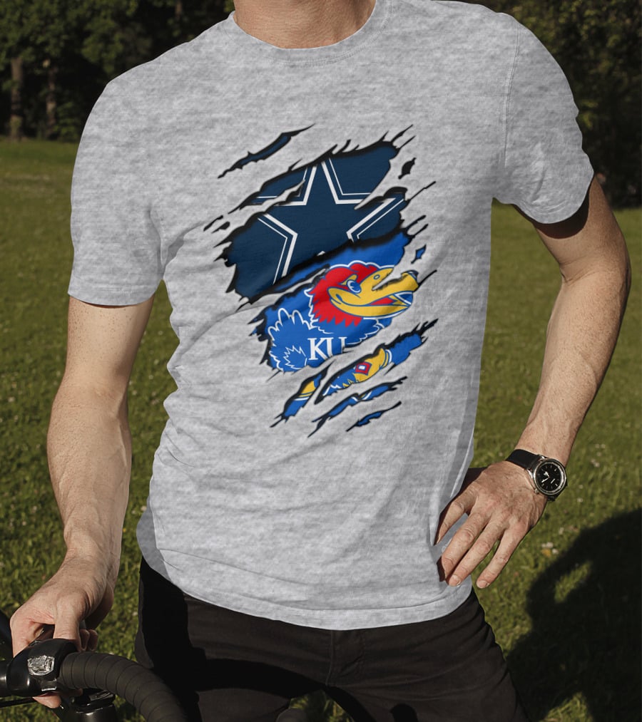 Kansas Cowboys Jayhawks KU Star Blue Red T-Shirt
