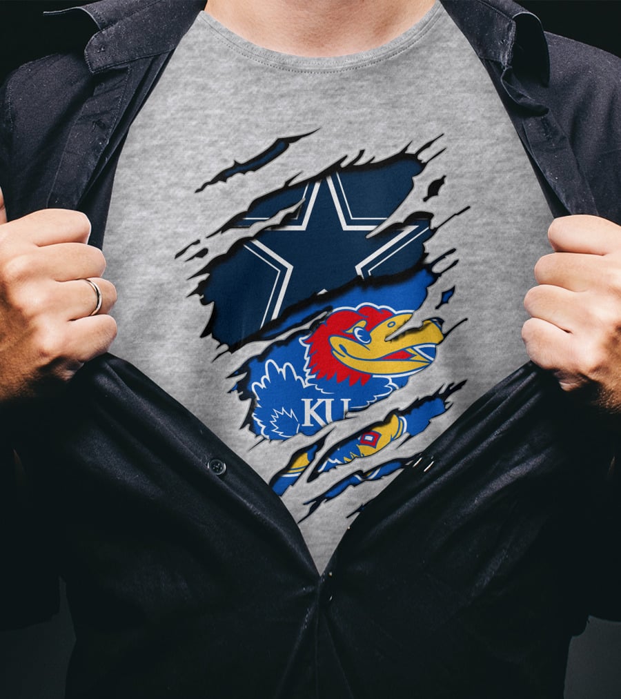 Kansas Cowboys Jayhawks KU Star Blue Red T-Shirt