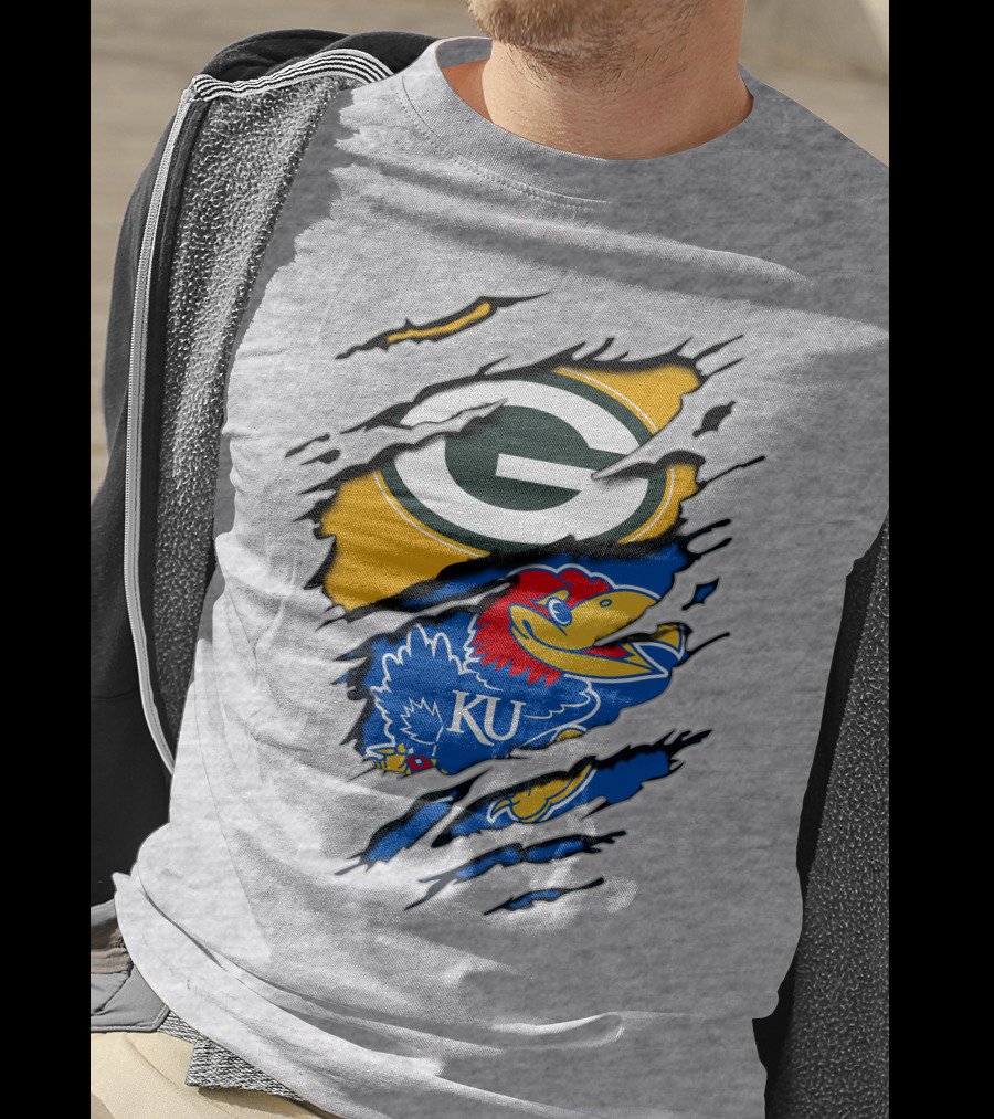 Green Bay Packers Kansas Jayhawks Logo Mashup T-Shirt