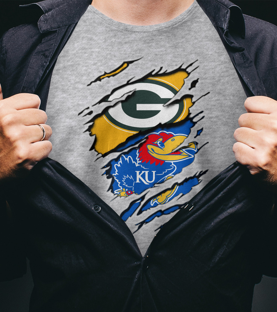 Green Bay Packers Kansas Jayhawks Logo Mashup T-Shirt