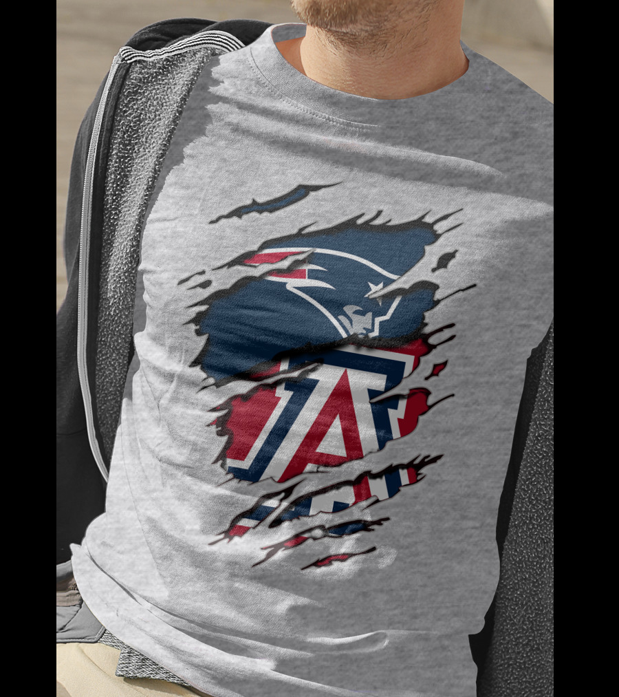 New England Patriots Arizona Wildcats Claw Rip T-Shirt