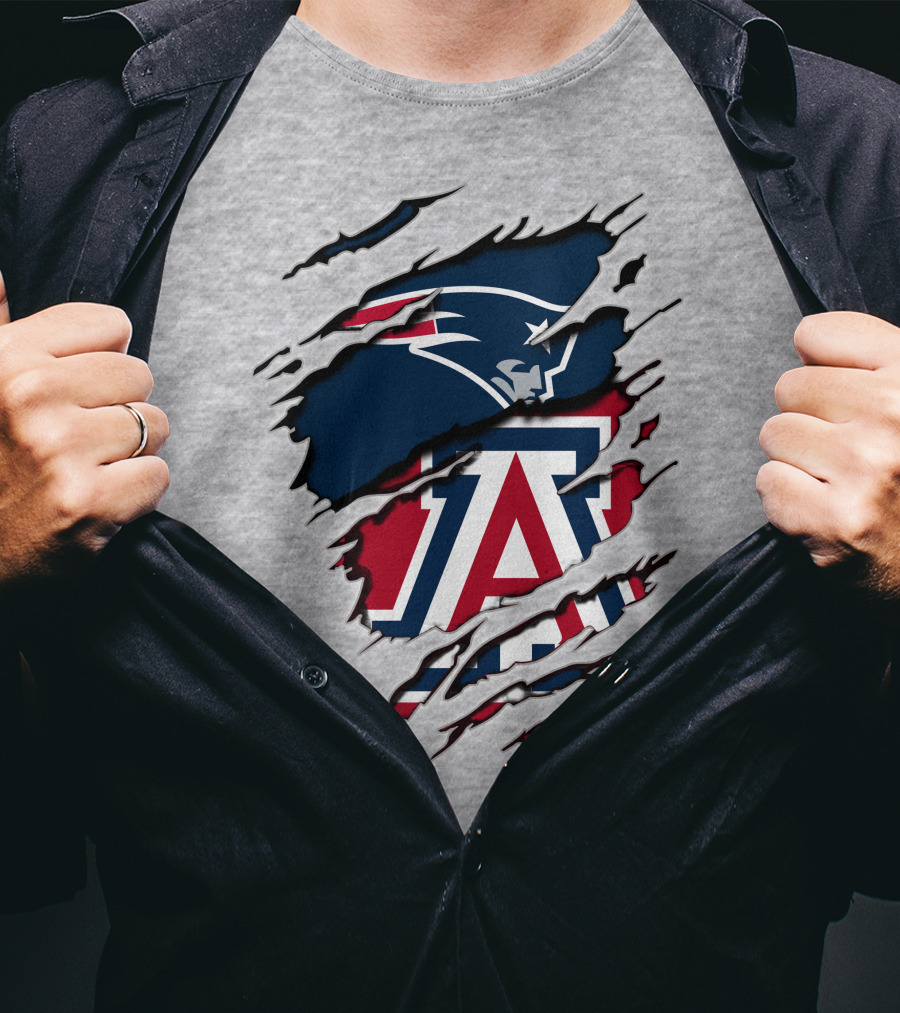 New England Patriots Arizona Wildcats Claw Rip T-Shirt