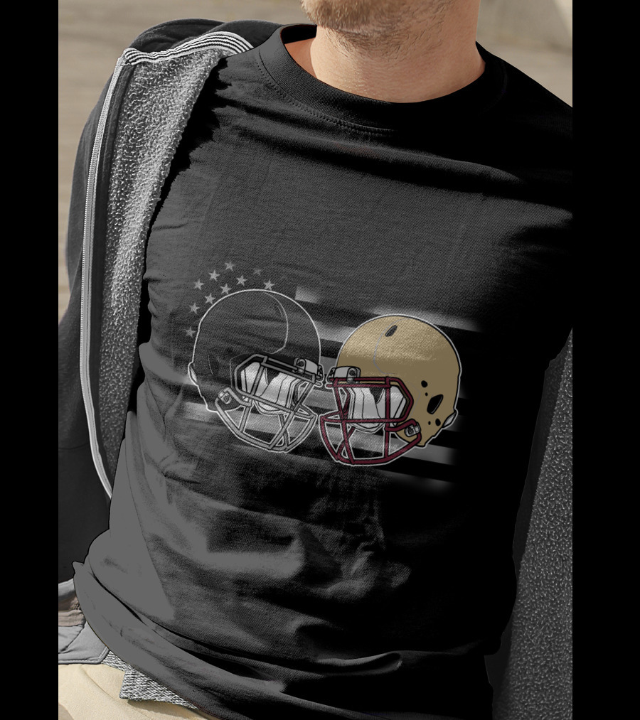 Bucca Semi American Football Helmets Flag T-Shirt