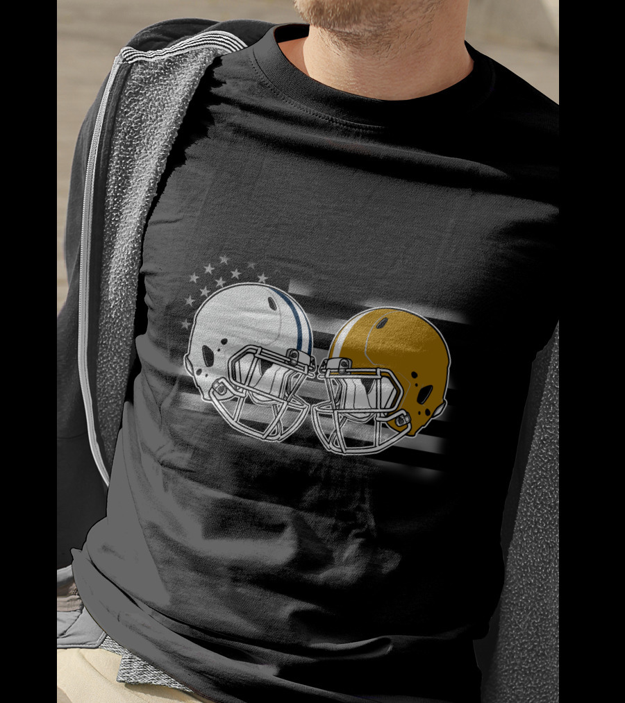 Co Bay Football Helmets American Flag Stars Stripes T-Shirt