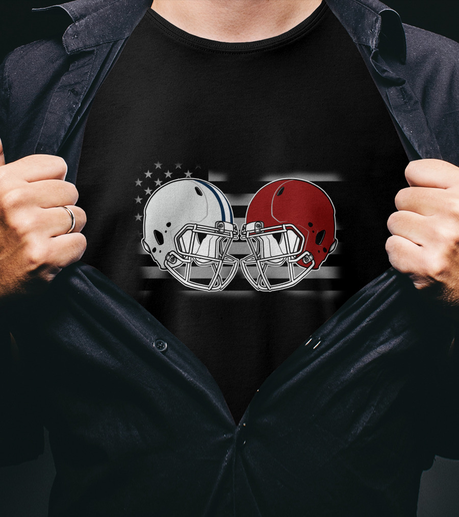Co Ala Rivalry Football Helmets American Flag Background T-Shirt