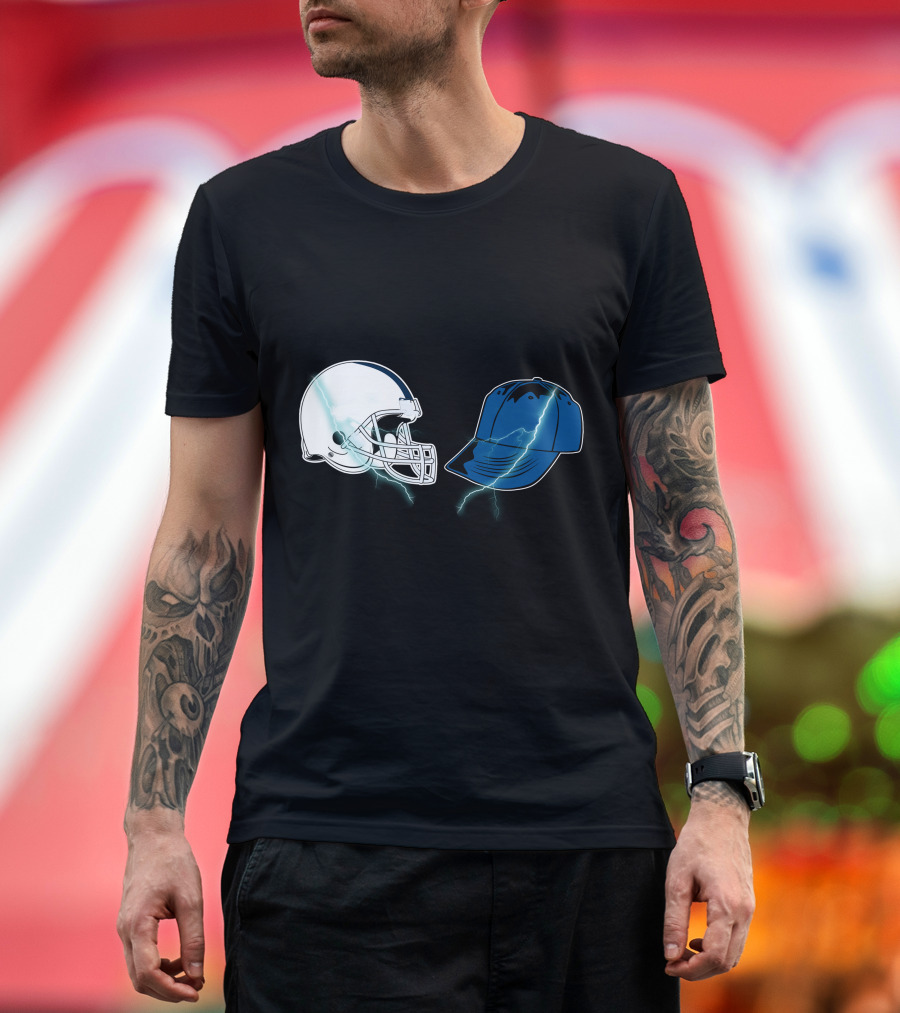 Football Helmet Cap Lightning Showdown T-Shirt