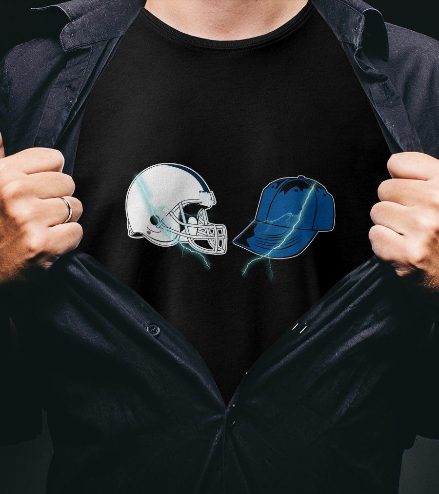 Football Helmet Cap Lightning Showdown T-Shirt