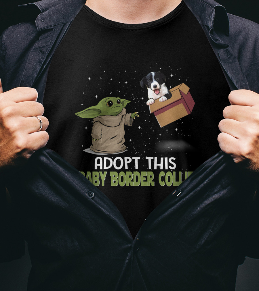Adopt This Baby Yoda Border Collie T-Shirt