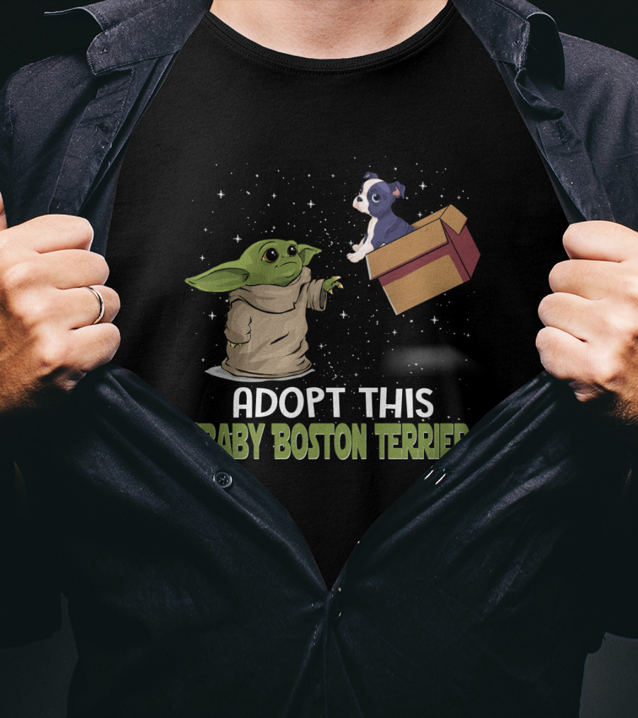 Adopt This Baby Boston Terrier Yoda Star Wars T-Shirt