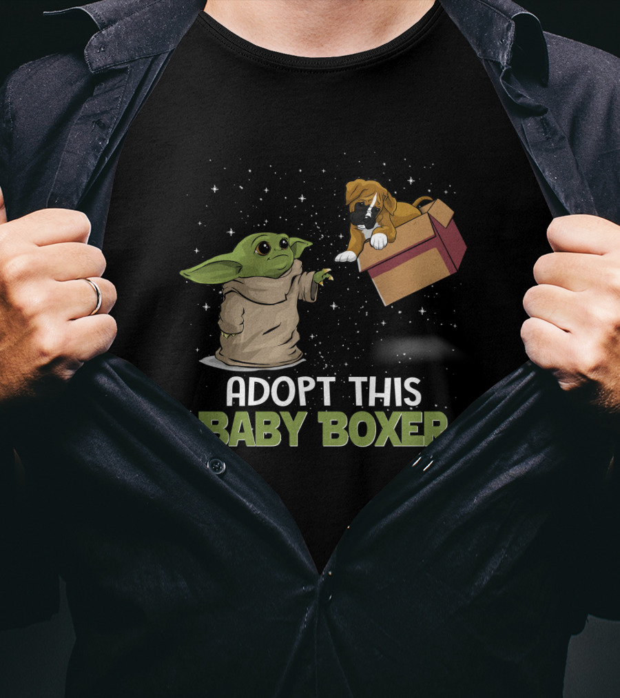 Adopt This Baby Boxer With Baby Yoda In Space T-Shirt