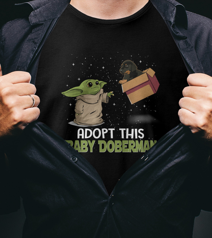 Adopt This Baby Doberman Baby Yoda Puppy Star Wars T-Shirt
