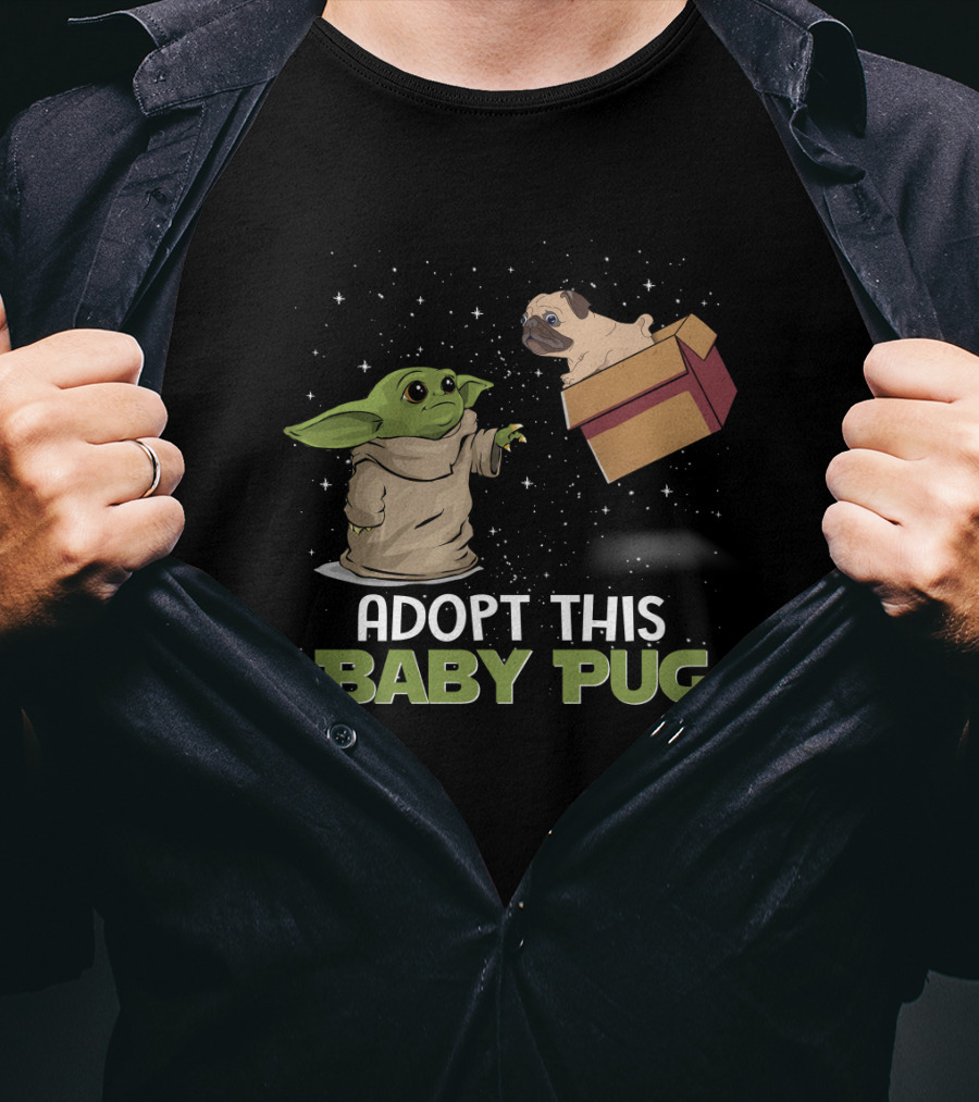 Adopt This Baby Pug Baby Yoda Floating Box T-Shirt