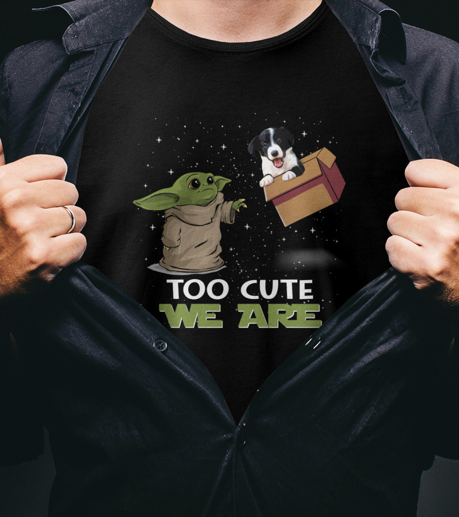 Too Cute We Are Baby Yoda And Border Collie T-Shirt