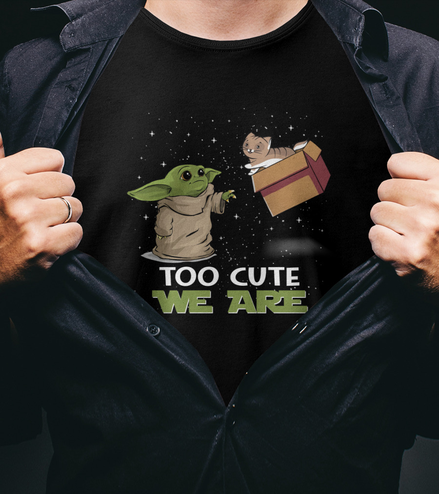 Too Cute We Are Baby Yoda And Cat T-Shirt
