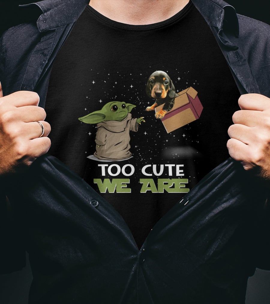 Too Cute We Are Baby Yoda And Dachshund T-Shirt