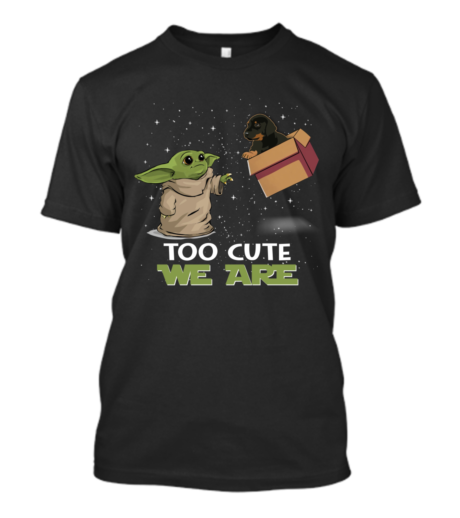 Too Cute We Are Baby Yoda And Doberman T-Shirt