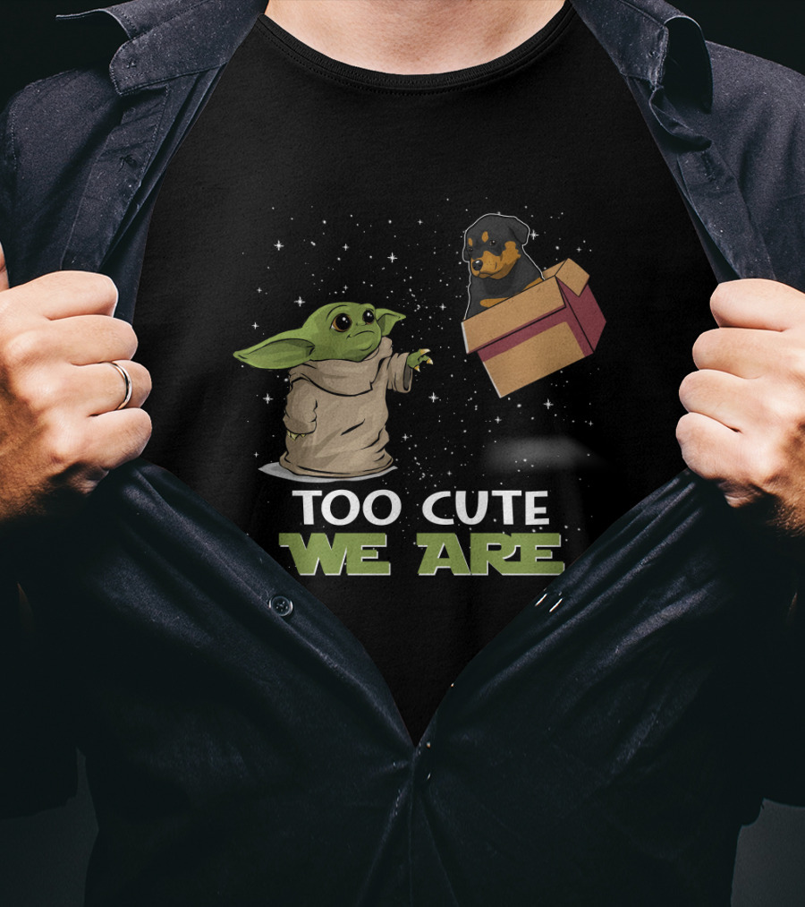 Too Cute We Are Baby Yoda Rottweiler In Space T-Shirt