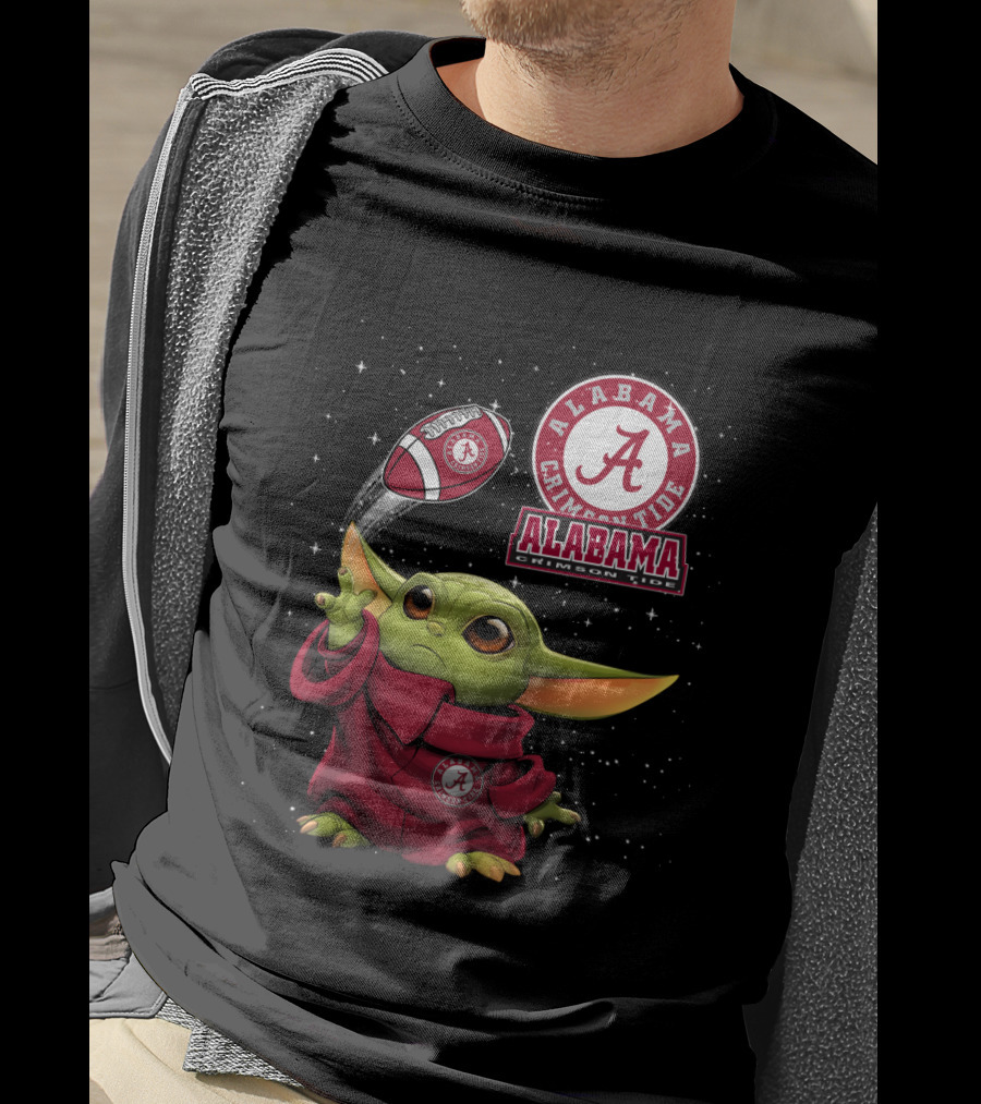 Alabama Crimson Tide Baby Yoda Football Fans T-Shirt