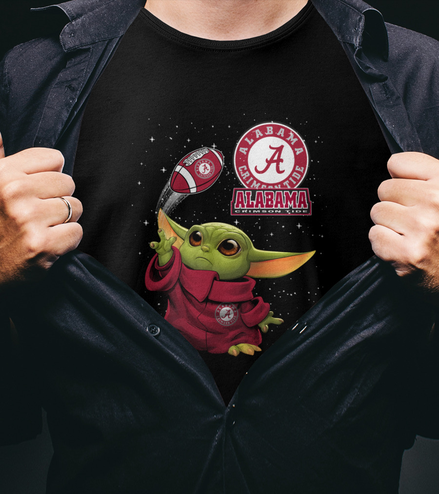 Alabama Crimson Tide Baby Yoda Football Fans T-Shirt