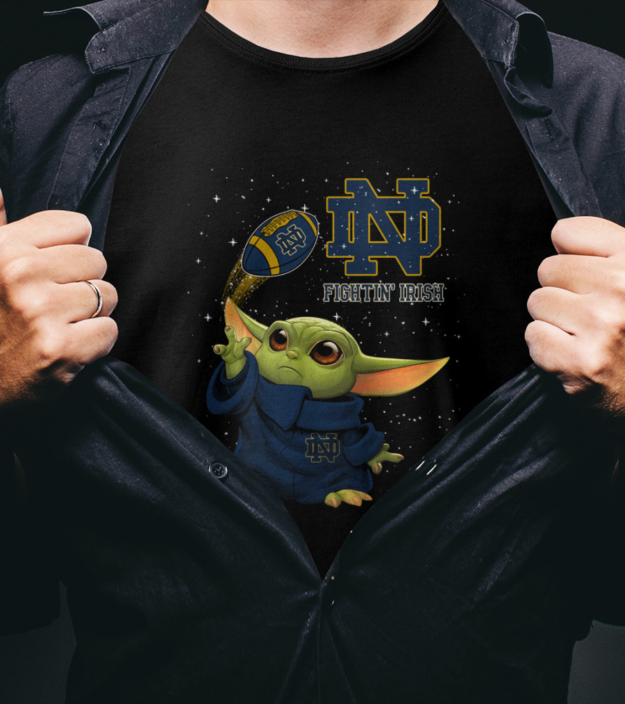 Baby Yoda ND Notre Dame Fightin' Irish Football T-Shirt