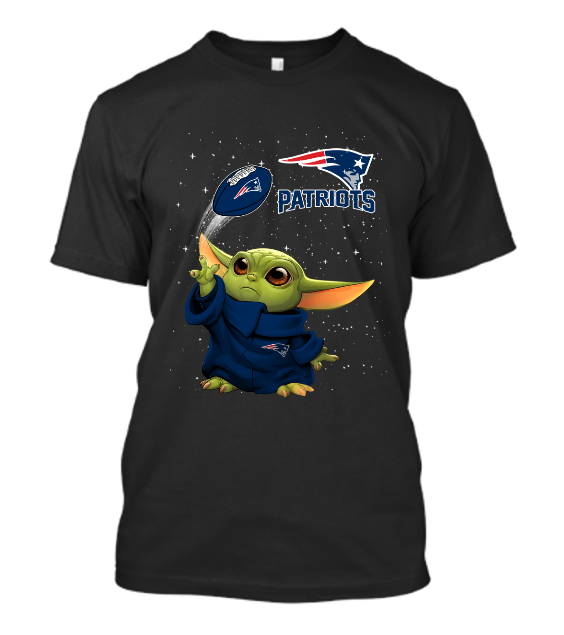 Baby Yoda New England Patriots Star Wars Football Crossover T-Shirt