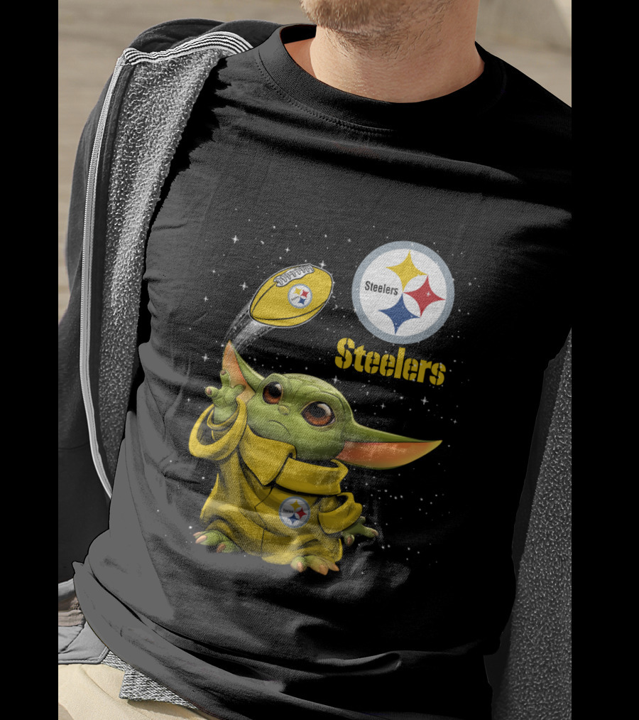 Baby Yoda Steelers Football Star Wars Grogu Pittsburgh NFL Fan Gear T-Shirt