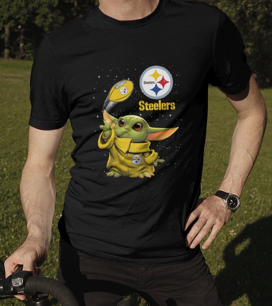 Baby Yoda Steelers Football Star Wars Grogu Pittsburgh NFL Fan Gear T-Shirt