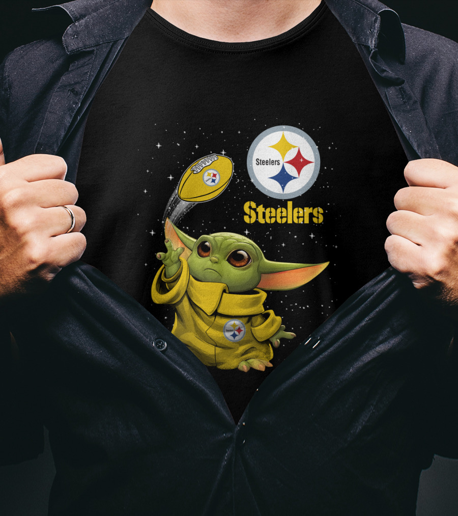 Baby Yoda Steelers Football Star Wars Grogu Pittsburgh NFL Fan Gear T-Shirt