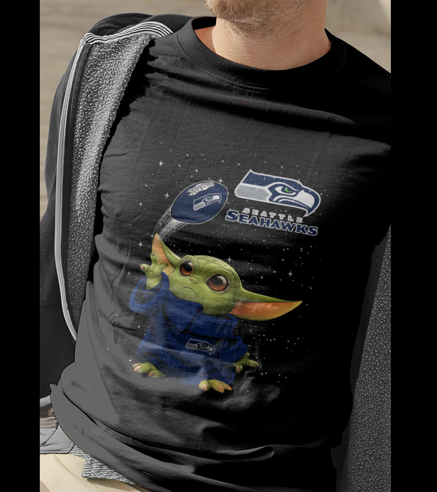 Seattle Seahawks Baby Yoda Star Wars Football T-Shirt