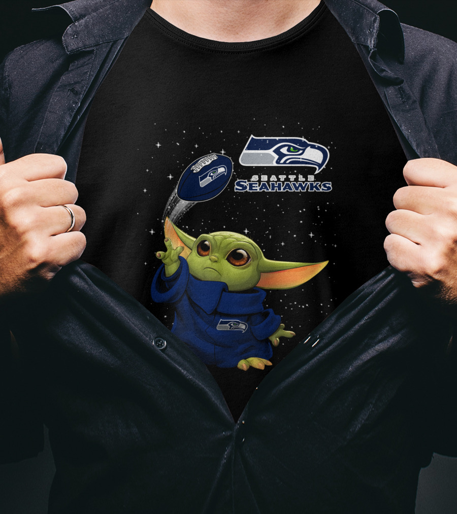 Seattle Seahawks Baby Yoda Star Wars Football T-Shirt