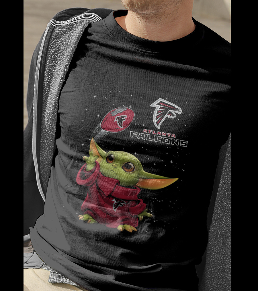 Atlanta Falcons Baby Yoda Star Wars Crossover Football Fan T-Shirt